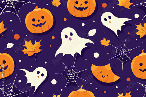 Gothic Halloween Vector Seamless Pattern Spider Style