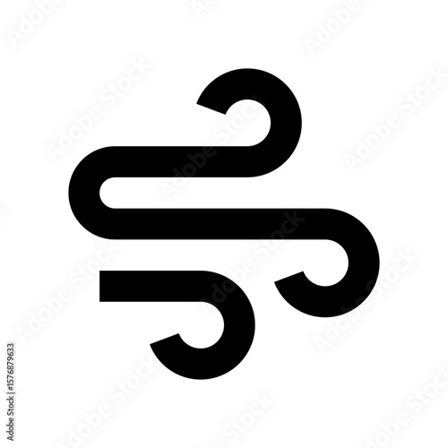 Windy weather icon, simple gust of wind symbol
