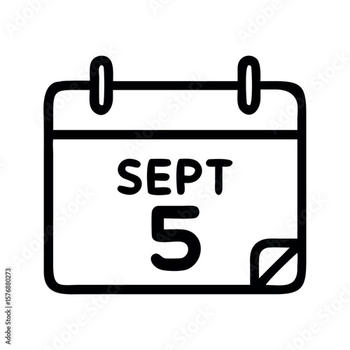 September fifth calendar page icon date