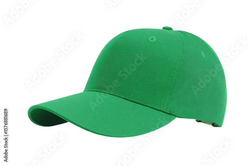 a green baseball cap with a white background
