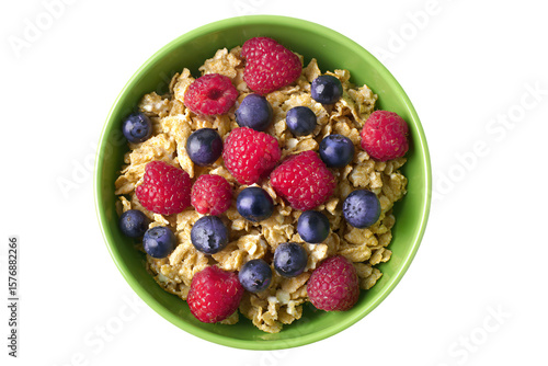 a bowl of cereal with berries and blueberries