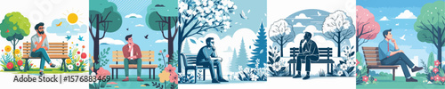 vector image of a man contemplating on a white background