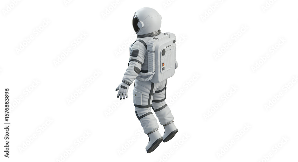Fototapeta premium 3d Astronaut White Suit Floating Isolated Space Technology Future Hero