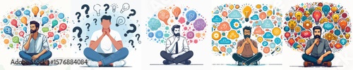 vector image of a man contemplating on a white background