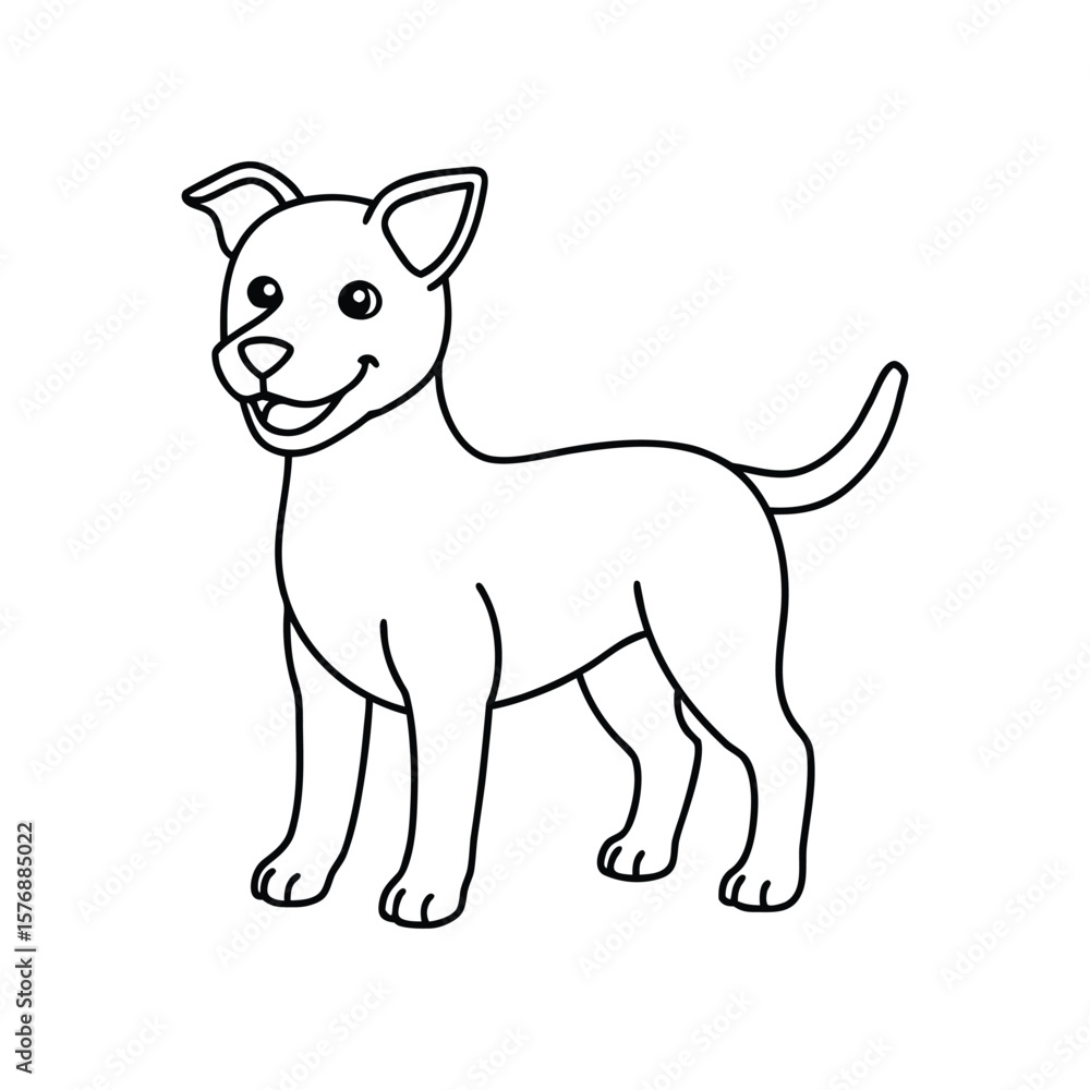 Dog Line Art Drawing on White Background, Dog line art Dog Line Art Drawing on White Background, Dog line art
