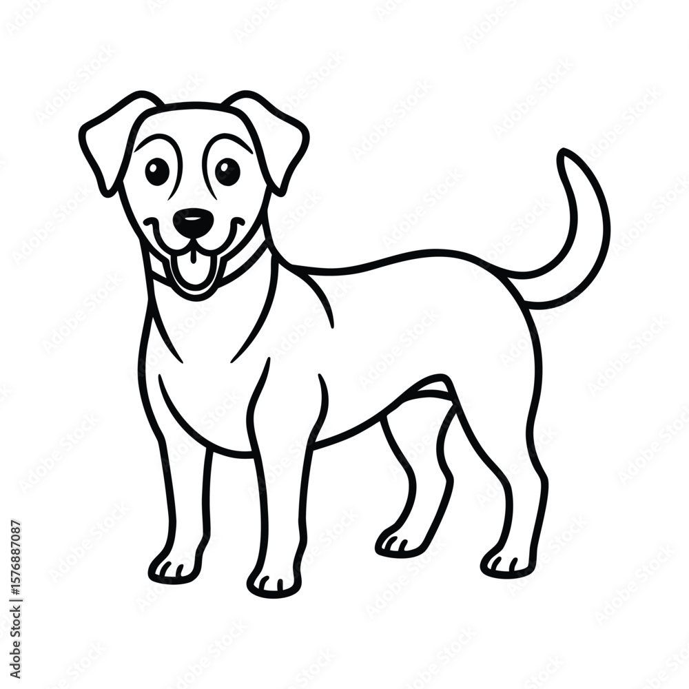 Obraz premium Dog Line Art Drawing on White Background, Dog line art