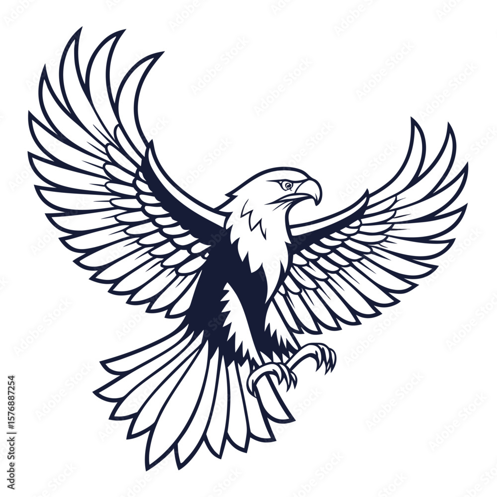 Obraz premium Vector Illustration of a Dark Blue Eagle in Flight 1