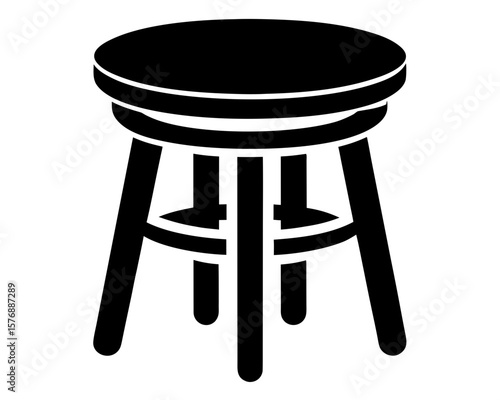 Black silhouette of a vector stool on a clean white background.