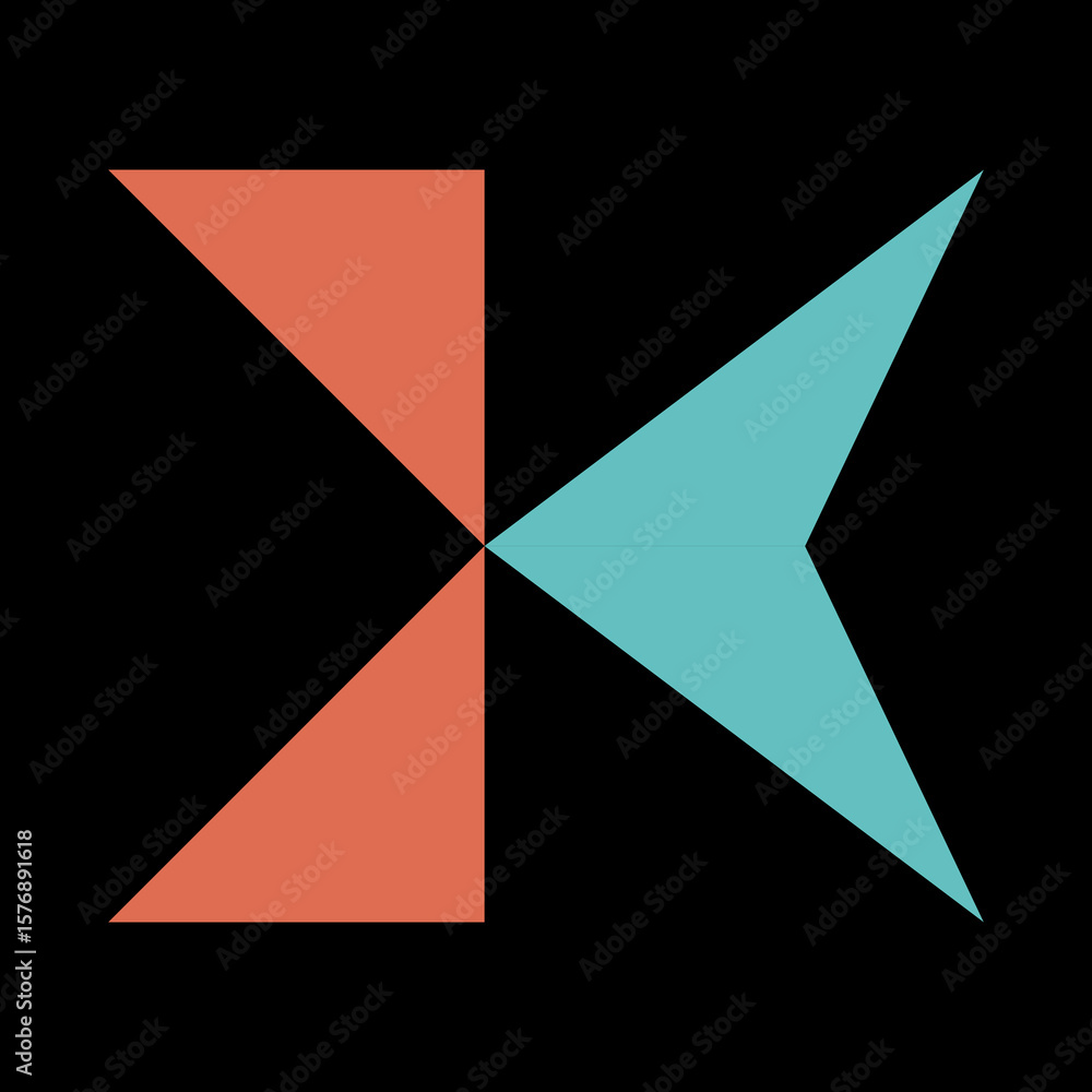 Geometric logo element featuring triangles in coral and teal against a black backdrop, perfect for modern brand design. Geometric logo element featuring triangles in coral and teal against a black backdrop, perfect for modern brand design.