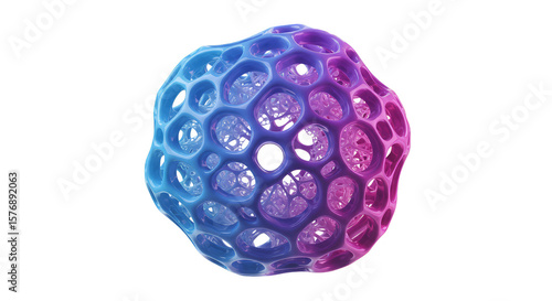 3d Render of Abstract Sphere Molecule Structure Transparent Background
