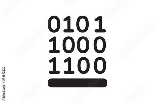 Binary Code icon silhouette vector with white background