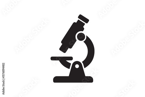 Microscope icon silhouette vector with white background