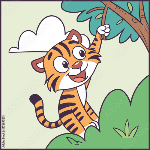Cartoon tiger animation illustration vactor