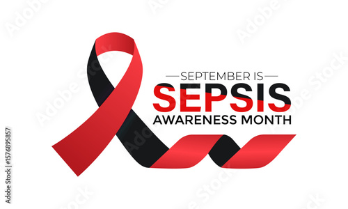 Vector graphic of Sepsis Awareness Month background template. A concept for healthcare and medicine. Realistic ribbon and blood icon Banner poster, social media, flyer and background design