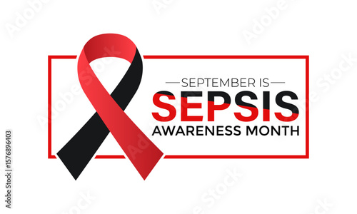 Vector graphic of Sepsis Awareness Month background template. A concept for healthcare and medicine. Realistic ribbon and blood icon Banner poster, social media, flyer and background design