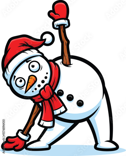 Funny Snowman Doing Yoga Pose Clipart