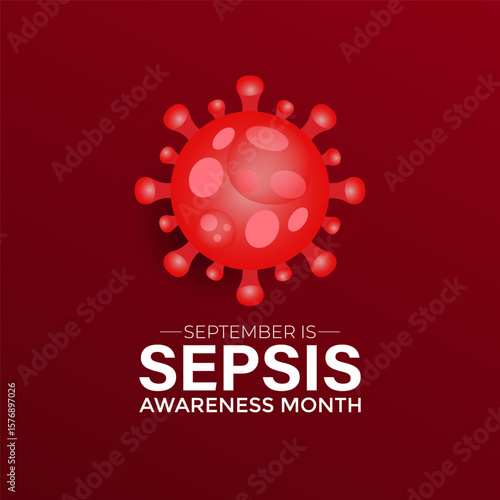 Vector graphic of Sepsis Awareness Month background template. A concept for healthcare and medicine. Realistic ribbon and blood icon Banner poster, social media, flyer and background design