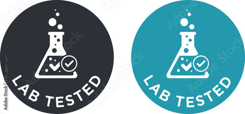 Lab tested icons with flask and checkmark