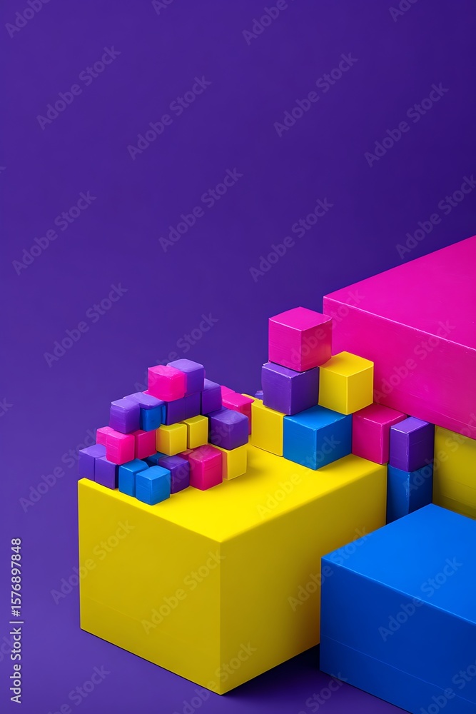 Obraz premium Colorful stacked cubes abstract geometric composition