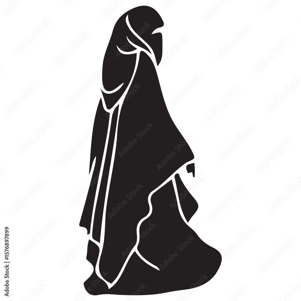 Naklejka premium Woman in black islamic dress vector illustration