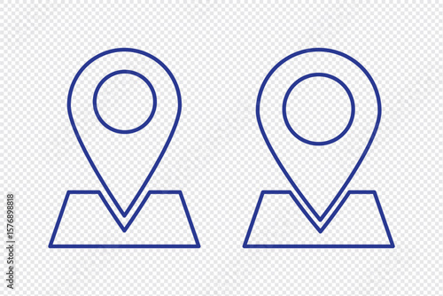 Map location pin icon. Map and location symbols set. Mapping icon collection. Geolocation map icon. GPS cartography position. Pinpoint, map search, route, navigator - stock vector. 