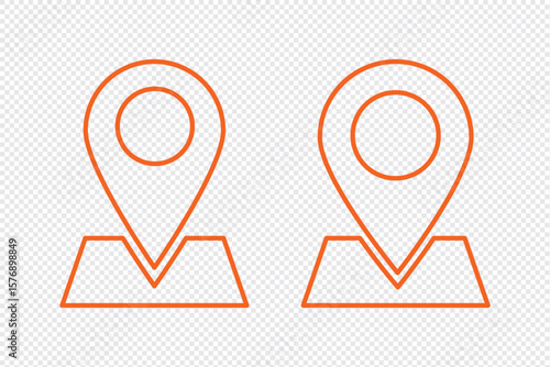 Map location pin icon. Map and location symbols set. Mapping icon collection. Geolocation map icon. GPS cartography position. Pinpoint, map search, route, navigator - stock vector. 