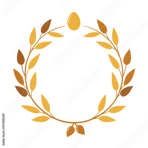 Elegant modern minimalist golden branch wreath design for banners and advertisements evoking natural beauty and sophistication