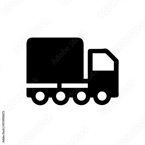 Cargo Truck With Three Axles Silhouette on transparent background for web and graphic design