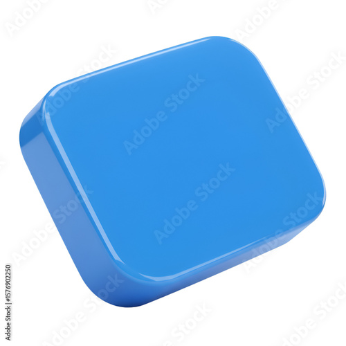 Blue Square 3D Shape Rendered Abstract Isolated Background Illustration