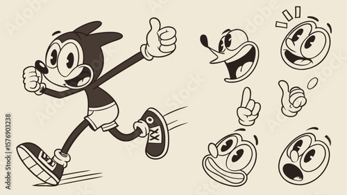 A fun cartoon hand-drawn vector illustration of a boy's hand with a funny fish character design, perfect for a quirky Halloween art set