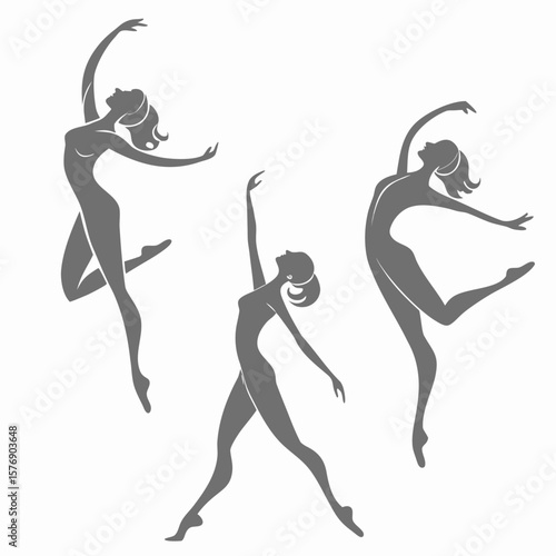 Elegant ballet dancer silhouettes illustrate the beauty and art of the dancing woman in various graceful poses, a striking vector illustration of the human body in motion