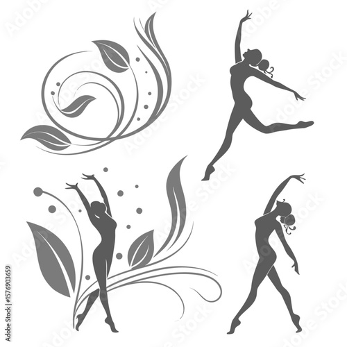 A beautiful vector silhouette illustration of a woman with floral hair and butterflies