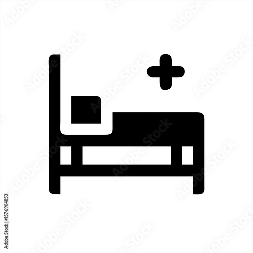 Patient Bed Silhouette on transparent background for web and graphic design