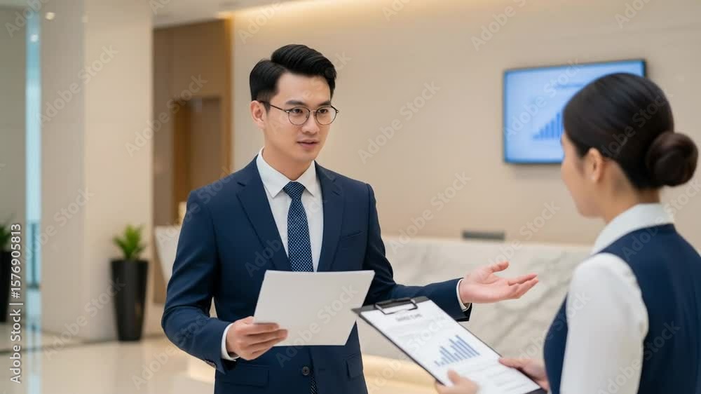 Business Professional Colleagues Having Office Discussion About Project And Financial Report Business Professional Colleagues Having Office Discussion About Project And Financial Report