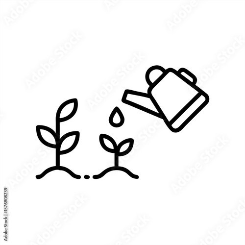 Watering Can With Seedlings on transparent background for web and graphic design