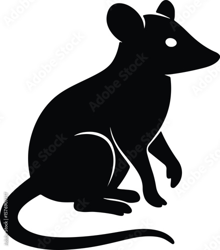 Silhouette rat rodent cute black design Vector illustration
