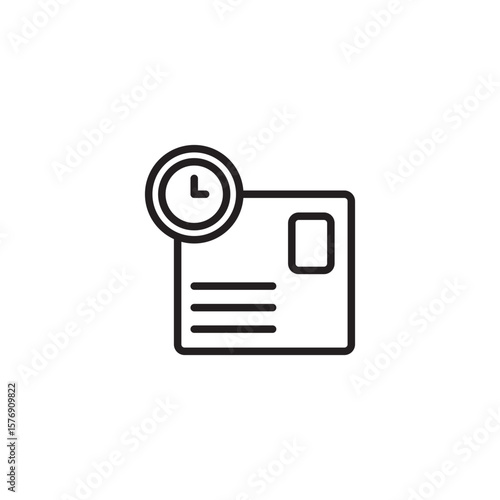 A line art icon depicting an envelope with a clock overlay, symbolizing timely delivery or mail deadlines.