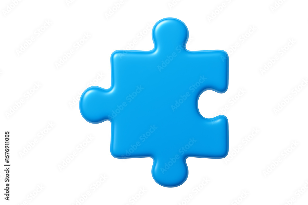 Fototapeta premium 3D Blue Puzzle Piece Isolated on a Transparent Background