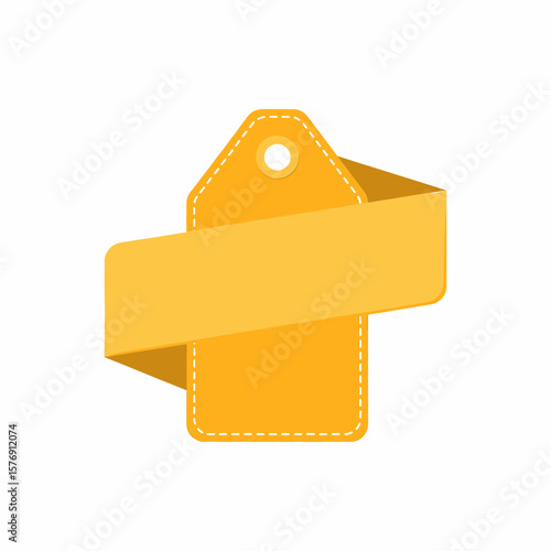 Yellow tag with ribbon, ideal for labeling and pricing merchandise for retail sales
