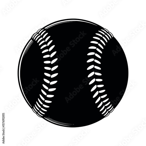 Black baseball with white stitching sport game