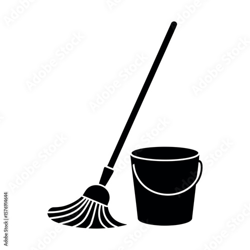 Black mop and bucket cleaning equipment household domestic
