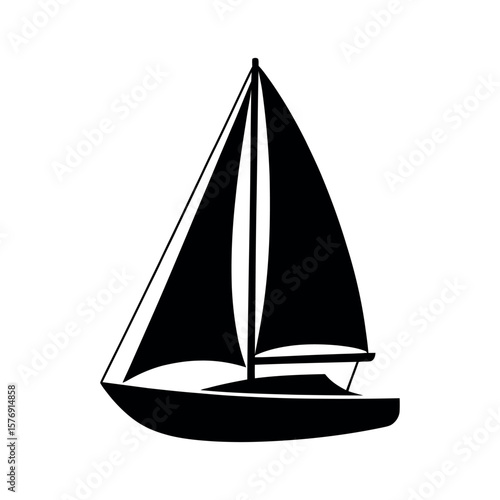 Black sailboat with full sails sailing watercraft