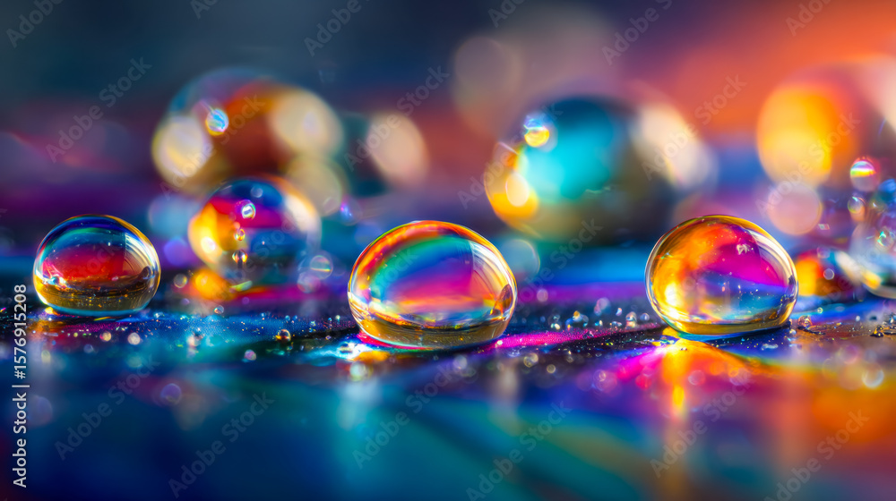 Colorful soap bubbles reflecting vibrant lights on a glossy surface Colorful soap bubbles reflecting vibrant lights on a glossy surface