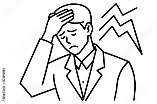 black and white man with headache clip art preview