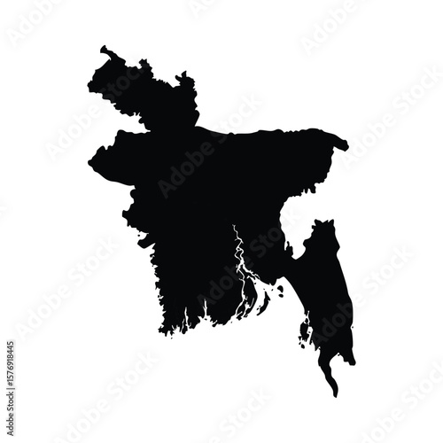Detailed Vector Map of Bangladesh with Geographic Borders and Regions for Educational Use 