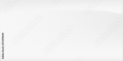 Abstract Digital Wave Background with Dotted Pattern in White and Gray
