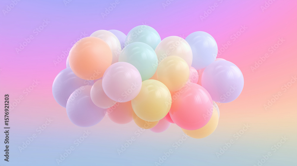 Pastel balloons on a soft pink gradient ideal for celebrations, birthdays, parties, gender reveal concepts or festive occasions for invitations. Pastel balloons on a soft pink gradient ideal for celebrations, birthdays, parties, gender reveal concepts or festive occasions for invitations.