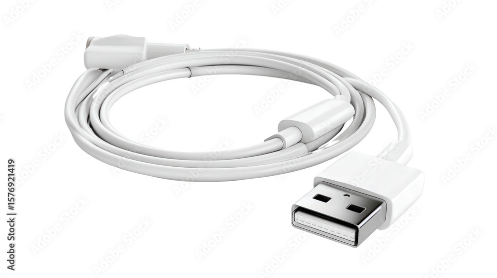 Charging cable with USB plug background isolated on a Transparent background, PNG file. Charging cable with USB plug background isolated on a Transparent background, PNG file.