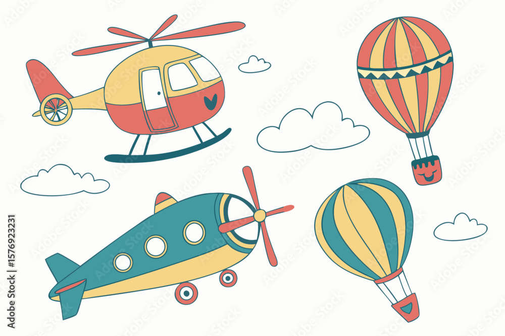 Naklejka premium vector illustration of a cartoon airplane