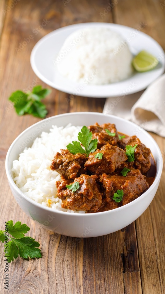 Beef Curry with Rice in a Bowl Beef Curry with Rice in a Bowl